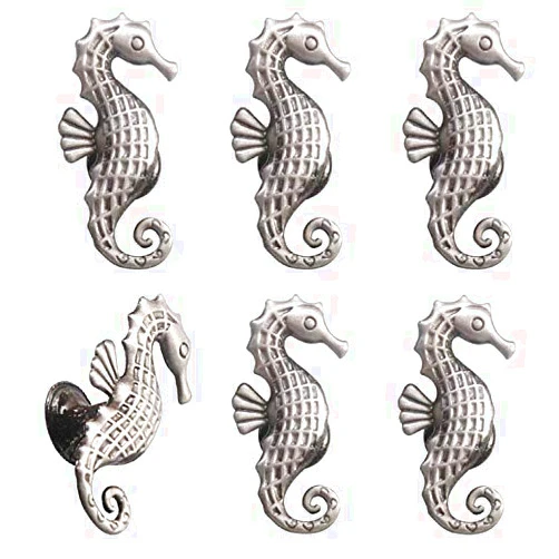 JfwuHap Seahorse Cabinet Knob, SCRTB 6 Pcs Ocean Themed Single Hole Pull Handle Home Funiture Decoration for Drawer Dresser Cupboard Wardrobe Cabinet Kitchen Residential(A)