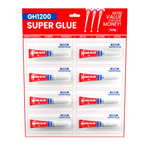 GH1200 4 Gram x 8 Strong Super Glue All Purpose with Anticlog Cap. Super Fast & Strong Adhesive superglue, Cyanoacrylate Glue for Hard Plastics, DIY Crafts and Many More