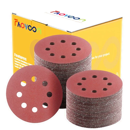 Faoyoon Sanding Pads for Orbital Sander, 5 Inch Orbital Sanding pads, 220 Grit, 100Pcs
