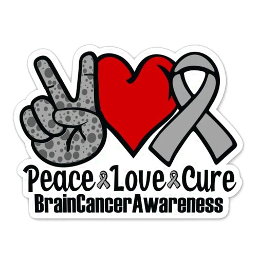Sticker Mine Peace Love Cure Brain Cancer Awarenness Sticker - 3