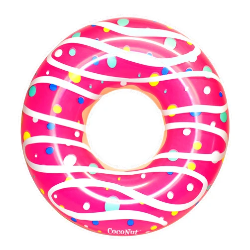Coconut Float Coconut Outdoor Sprinkled & Glazed Pink Donut Pool Float – Inflatable Pool Ring – Durable Long Lasting Lounge Tube and Water Toy – Fun Decoration for Parties, Events – Ages 8+ Years