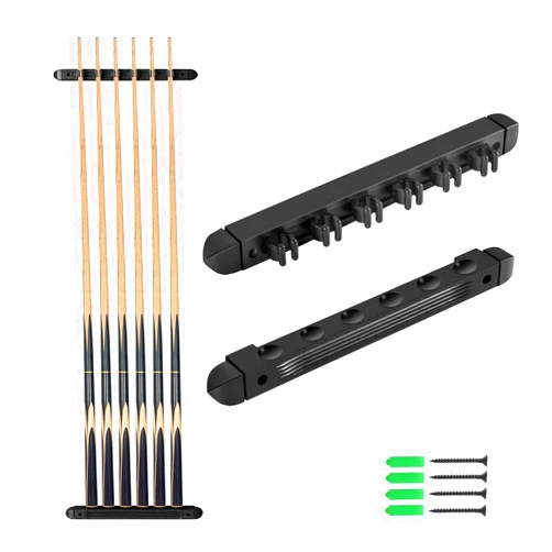 MoyanSuper Moyan Super Pool Cue and Billiard Wall Rack - Wall Mounted Cue Holder (Black / 6 Cues)