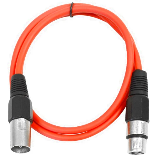 SEISMIC AUDIO - SAXLX-3 - 3' Red XLR Male to XLR Female Patch Cable - Balanced - 3 Foot Patch Cord