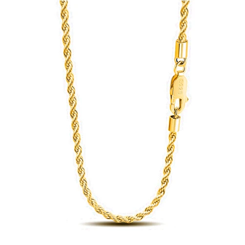 Dankadi Men 925 Sterling Silver 3mm Twist Rope Chain Necklace Women Diamond Cut Clasp Rope Box Chain 16 