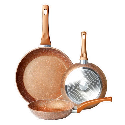 Innerwell Nonstick Frying Pan Set, Set of 3 Non Stick Frying Pans, Gold Granite Induction Cookware, 8inch&9.5inch&11inch Skillet Omelette Egg Frying Pan Set, kitchen Cooking Pan Set, PFOA&PFAS Free