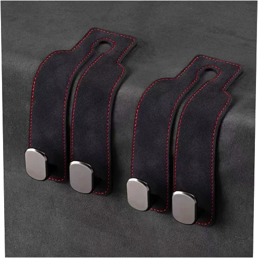 ColisPar Car Headrest Hooks for Purses and Bags, Double Flexible Leather Hooks Car Accessories Interior for Women Men, 2 in 1 Back Seat Hook Car Organizer and Storage Car Essentials Organization Car Must Haves