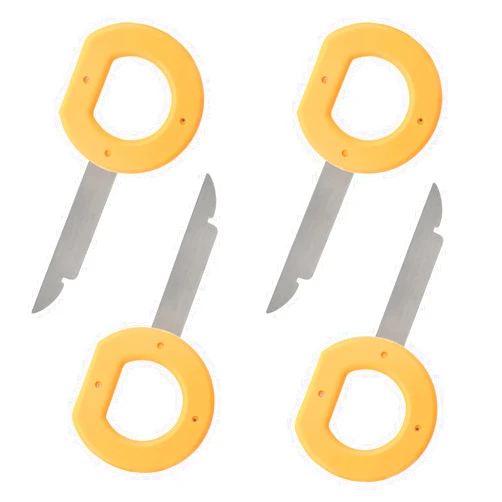 TEMI 4 Pack Radio Removal Tool kit,Easy Grip Handles and Stiff Blades, Compatible with Audi, VW Volkswagen, Mercedes Benz, BMW OEM Head Unit CD DVD Host Key Disassembly Tool