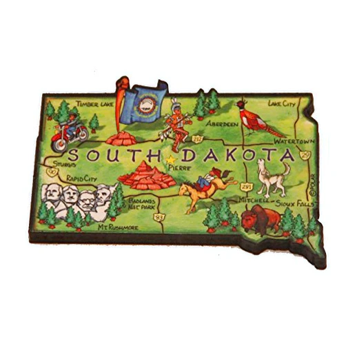 Souvenir Destiny South Dakota State Decowood Jumbo Wood Fridge Magnet 3.5