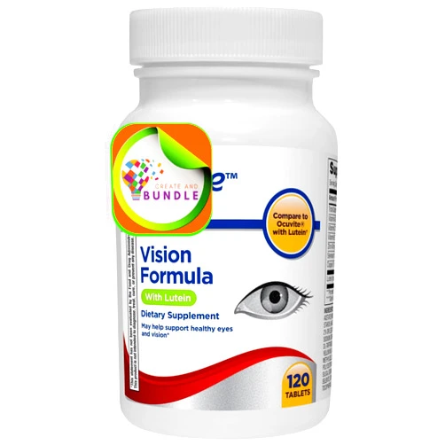 Create and Bundle Equate Vision Formula with Lutein - Advanced Eye Health Dietary Supplement, 120 Tablets - Supports Vision Clarity, Antioxidant Protection, and Eye Wellness + Create Sticker