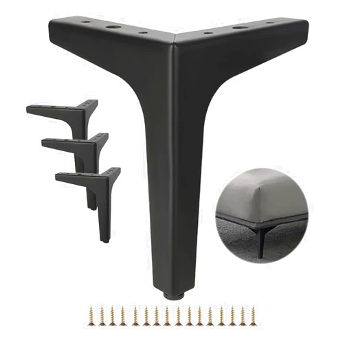 Enkman Set of 4 Metal Furniture Sofa Legs, 4 inches DIY Replacement for Dresser Couch Cabinet Sofa Bed Loveseat Ottoman, Including Screws (6 Inch, Black)