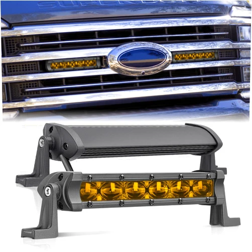 NIWAKER POWERSPORTS Amber LED Light Bar 6 Inch, Niwaker 2PCS 96W Flood LED Pods Single Row Driving Lights Backup Lights Off Road Fog Light for Truck Wrangler E-Bike Motorcycle SUV UTV ATV Boat