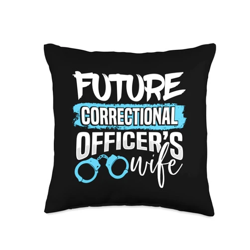 Police Officer Thin Blue Line Apparel Kanig Design Engagement Future Correctional Officer’s Wife Throw Pillow, 16x16, Multicolor