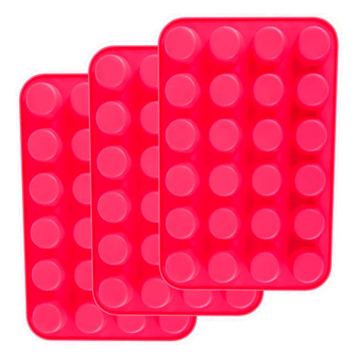 Eoonfirst Silicone Cupcake Pan, Red Mini 24 Cups Muffin Baking Pan, Dishwasher Safe, Non-Stick, Great For Making Muffin Cakes, Fat Bombs 3 Pack