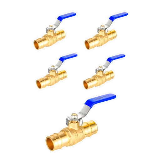 EFIELD (Pack of 5) EFIELD 1-Inch Pex-A Expansion Brass Full Port Ball Valve For Pex-A Pipe Connection Only, Blue Level, ASTM F1960