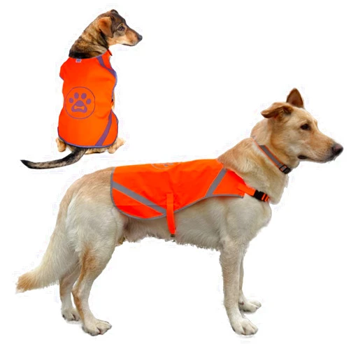 TOURUN Reflective Dog Vest,Orange Dog Safety Vest for Hunting,Reflective Dog Dress for Night Walking,Reflective Dress for Dogs Pets (L)