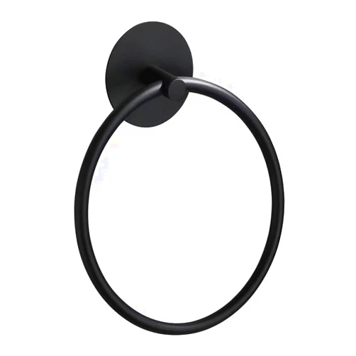 DDGAO Matte Black Bathroom Towel Ring - SUS304 Stainless Steel Bathroom Towel Rack, Adhesive Wall Mounted Hand Towels Holder, Towel Hanger for Bathroom Organizer, Kitchen Storage (black)