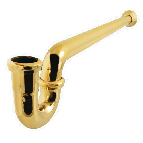 Kingston Brass CC5122 Vintage 1-1/2 in. P-Trap with Bell Flange, 19 in. Length, 18 Gauge, 19'' (L) x 3'' (W) x 5-1/16'' (H), Polished Brass