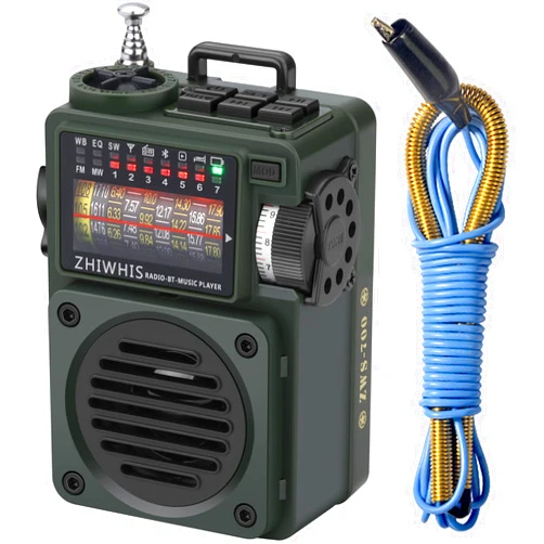 ZHIWHIS Shortwave Radio with Bluetooth and Sleep Timer, Weather AM FM SW Radios with NOAA Alerts, Retro Analog Tuner with Preset, Rechargeable MP3 Player with 6 EQ Support MicroSD Card ZWS-700