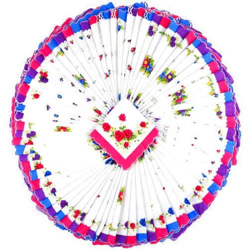 Peryiter 100 Pcs Bulk Handkerchief for Women Vintage Floral Cotton Embroidered Ladies Handkerchiefs