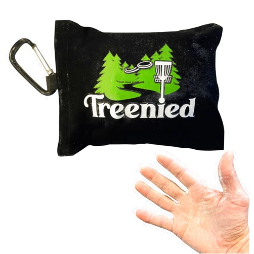 Treenied Disc Golf Chalk Bag with Clip (Black) - Quick Drying and Super Absorbent - Excellent Disc Grip - DG Accessories - Grip Bag - Chalk Bag Disc Golf - Disk Golf Equipment