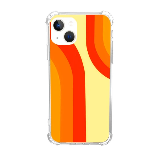 KatocZarl Aesthetic 70s Retro Rainbow Art Case Compatible with iPhone 13，Boho Yellow Pink Red Case for Men and Women for iPhone 13，Slim Shockproof TPU Anti-Scratch Protective Cover