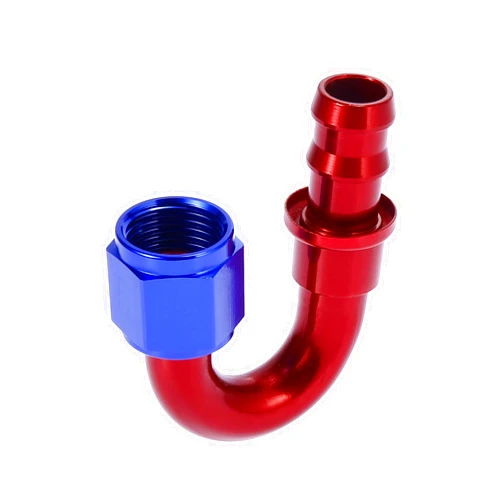 X AUTOHAUX 10AN 180 Degree Push Lock Hose Fitting Barb End Adapter Fuel Oil Line Fitting Red Blue