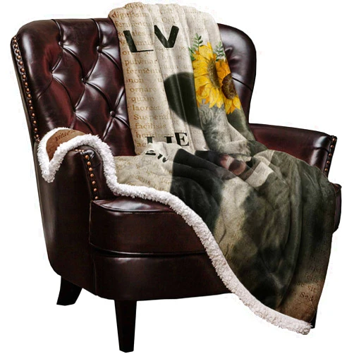 FortuneHouse8 Sherpa Blanket MTEle Cow Sherpa Fleece Throw Blanket Warm Soft Cozy Blanket Farmhouse Sunflower Animal Old Newspaper Fuzzy Blanket Lightweight Plush Blankets for Bed Couch Sofa 40