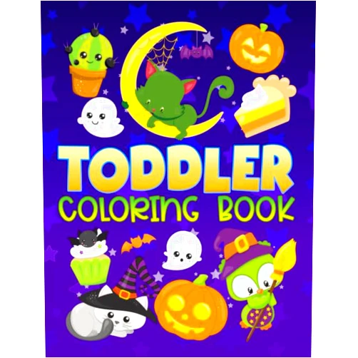 Papeterie Bleu Kids Toddler Coloring Book: 30 Cute Halloween Illustrations to Color for Children Ages 1-3