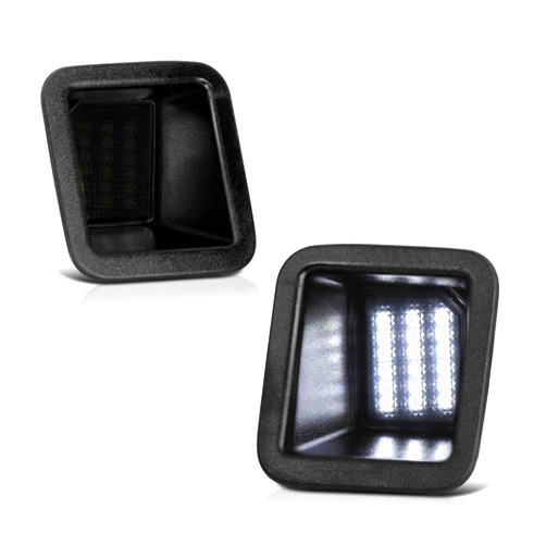 VIPMOTOZ Full LED Smoked Lens License Plate Light Tag Lamp Housing Assembly Replacement Pair For 2017-2022 Ford F250 F350 F450 Super Duty Pickup Truck - 6000K Diamond White, 2-Pieces