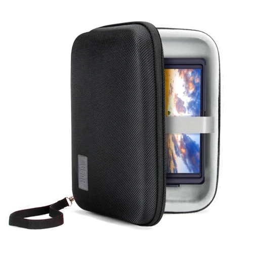 USA GEAR 7.5 Inch Hard Shell Camera Monitor Case - Portable Video Monitor Bag Compatible with Feelworld S55 V3, Atomos, SmallHD Focus, Shinobi SDI, Lilliput A7s, and More Video Monitors (Black)