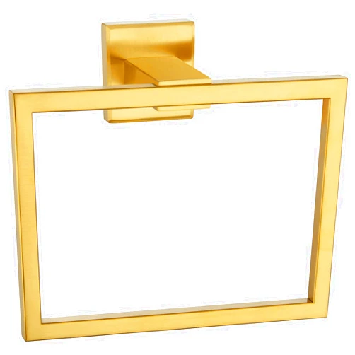 Angle Simple Hand Towel Holder Brushed Gold, Angle Simple SUS304 Stainless Steel Square Towel Ring, Bathroom Towel Hanger for Wall, 7.09-Inch