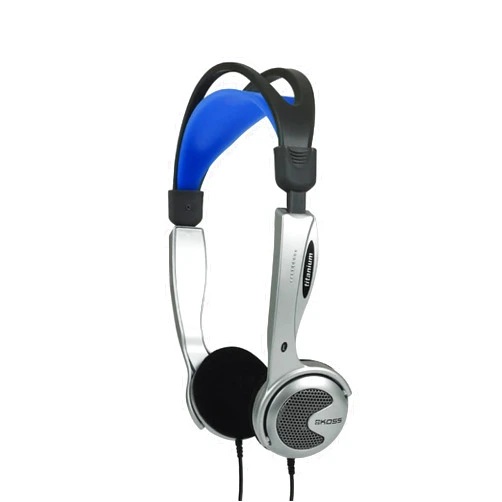 Koss KTXPro1 Titanium On-Ear Portable Headphones, Volume Control, Ultra Lightweigt Design, Silver Black and Blue