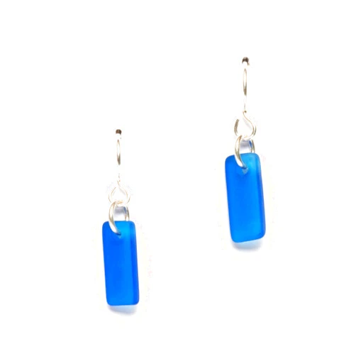 EcoSeaCo Sea Glass Murmur Earrings (Cobalt) - Sterling French Wire Beach Earrings for Women by EcoSeaCo, using recycled and sustainable material. Handmade in the USA