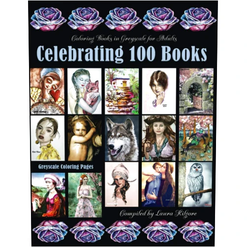 Laura Kilgore Celebrating 100 Books: 100-Page Coloring Book for Adults in Greyscale is a collaboration of my 100 books. In this book these are all my favorite ... art, illustrations, and greyscale photos.