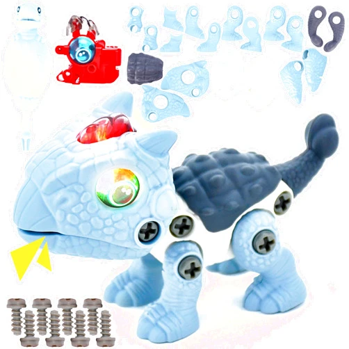 Top Race Kids Acousto - Optic Take Apart Dinosaur Toy - Interactive Ankylosaurus Dinosaur Building Kit - Ideal for Learning Fun with Light & Sound - Assemble with Screwdriver - Dinosaur Gifts for Kids