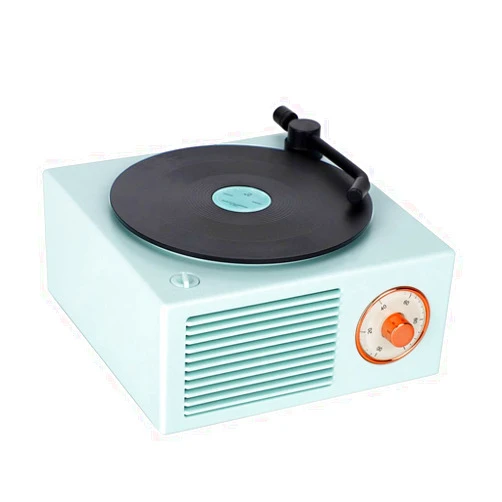 KESYOMA Old Fashioned Classic Vinyl Record Player Style Bluetooth Speaker Blue Portable Stereo Sound Cute Look Gift for Girls Bass Enhancement Loud Volume Speaker