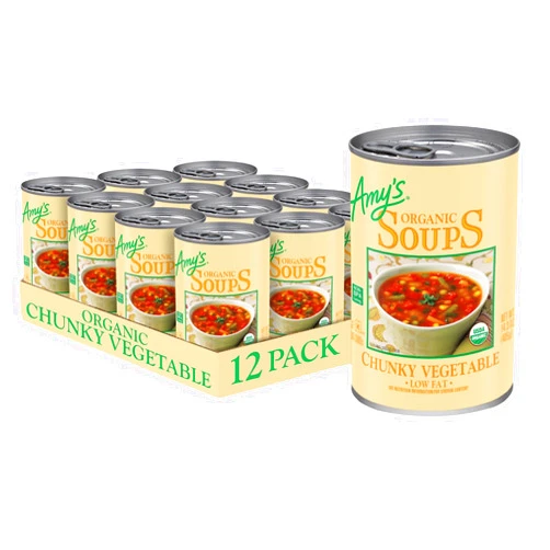 Amy's Amy’s Soup, Vegan Chunky Vegetable Soup, Gluten Free, Made with Organic Vegetables, Canned Soup, 14.3 Oz (12 Pack)