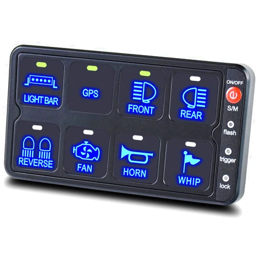 Xhtechnology 8 Gang Multi-Function Switch Panel, 12/24V Touch Control Waterproof Toggle Momentary Pulsed Switch Panel Box Electronic Relay System for SUV Truck Trailer ATV Marine Boat Yacht Camper…