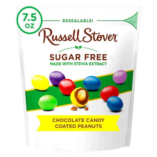 Russell Stover Sugar Free Chocolate Candy Coated Peanut Gems, 7.5 Ounce Bag