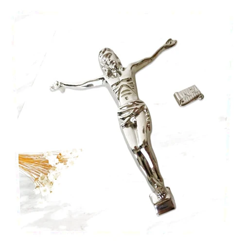 SHRCMHWQRCDJ Zinc Alloy Christ Jesus Figure Statue 10×12cm, for Collection Art Wall Cross Accessories Gift Living Room Office Decor (Size : Silver)