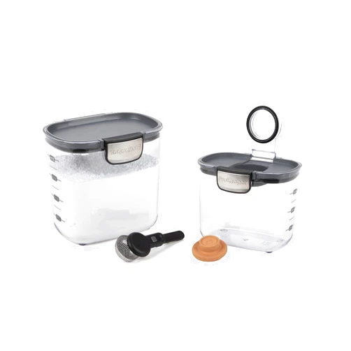 Progressive International ProKeeper+ Clear Plastic Airtight Food Baker's Kitchen Storage Organization Container Canister Set with Magnetic Accessories, 2- Piece Set (Powdered & Brown Sugar 1.4-Quart)