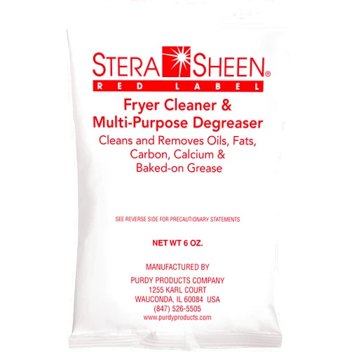 Stera Sheen Fryer Cleaner, 24 x 6 oz. Pkts, Stera Red Label Food Grade Fryer Cleaning Powder, Fryer Boil Out, Easy Use Portion Packets