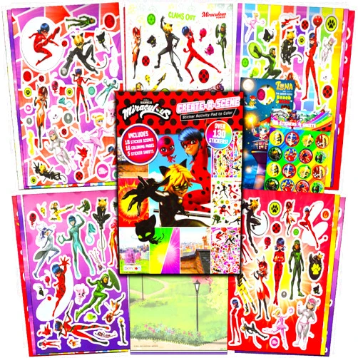 Bendon Miraculous Ladybug Create a Scene Sticker Activity Book for Girls - Bundle with Miraculous Ladybug Sticker Book Plus Bonus Stickers, More | Sticker Books for Girls 4-8