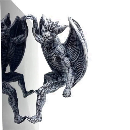Ashendikan Dragon Winged Gargoyle Fence Hanger, Winged Gargoyle Statue Outdoor Decor Sitting Guardian Sculpture, Indoor Outdoor Garden Decor Statue
