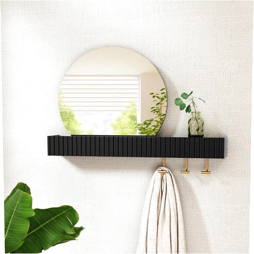 ARTPOWER Round Wall Mirror with Shelf&Hooks, 15