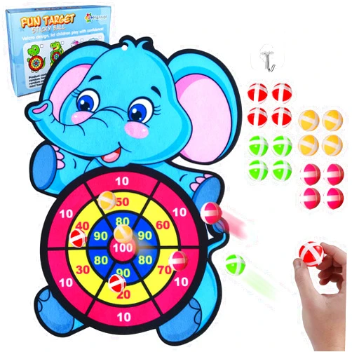 Hanycr Large Dart Board for Kids with 16 Sticky Balls, Indoor Outdoor Sport Games Multi-Player Party Game, Cartoon Animal Dart Board Toys Gift for Kids 3 4 5 6 7 8 9 10 Years Toddler Boys Girls