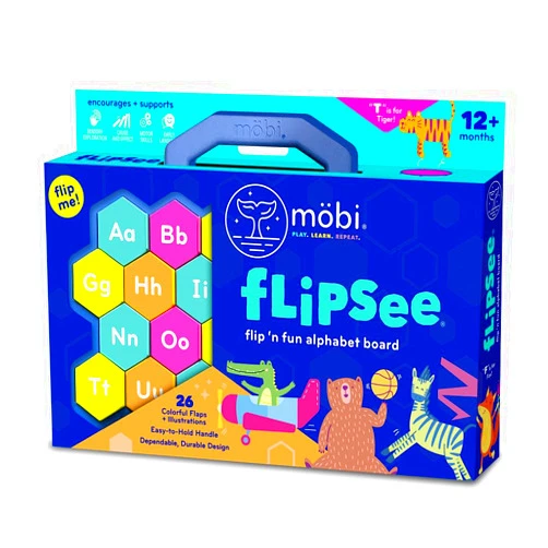 MÖBI Mobi Flipsee Alphabet Learning Toys for Kids, ABC Montessori Game with Colorful Letter Tiles & Sensory Touch Board for Toddlers, 12+ Months
