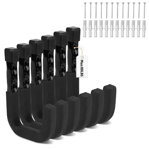 SEDY Heavy Duty Garage Storage Hooks: 6-Piece Wall Mount J Utility Hooks Holds 88 LB, Large Metal Utility Hooks, Garage Storage Ladders Hooks for Bikes, Garden Tools