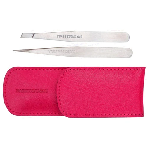 Tweezerman Petite Tweeze Set with Pink Case Model No. 4048-PKR, Leather