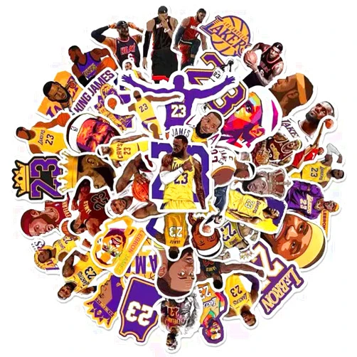 Ziyziiy Basketball Star Stickers James Sticker Small Decals |50 Pcs| for Hydro Flasks Laptop Phone Case Computer Water Bottle